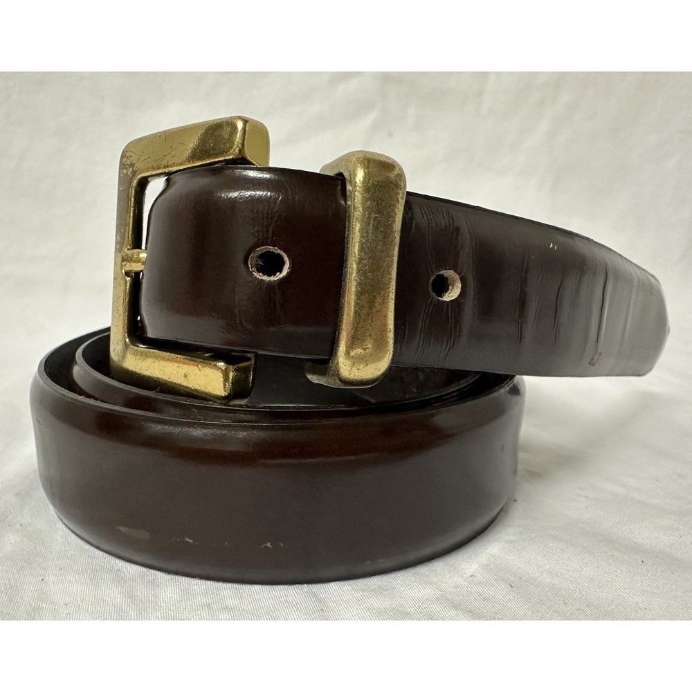 The Limited Leather Belt Womens S 26/28 Burgundy Italy Brass Buckle Vtg
